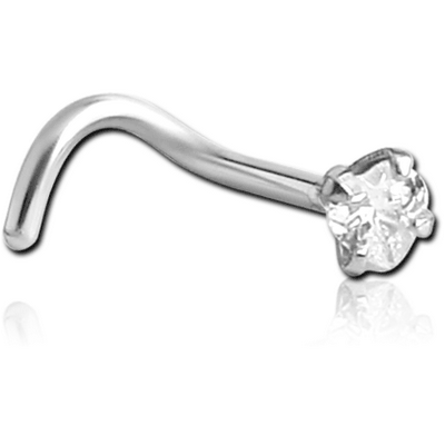 SURGICAL STEEL CURVED PRONG SET HEART JEWELLED NOSE STUD