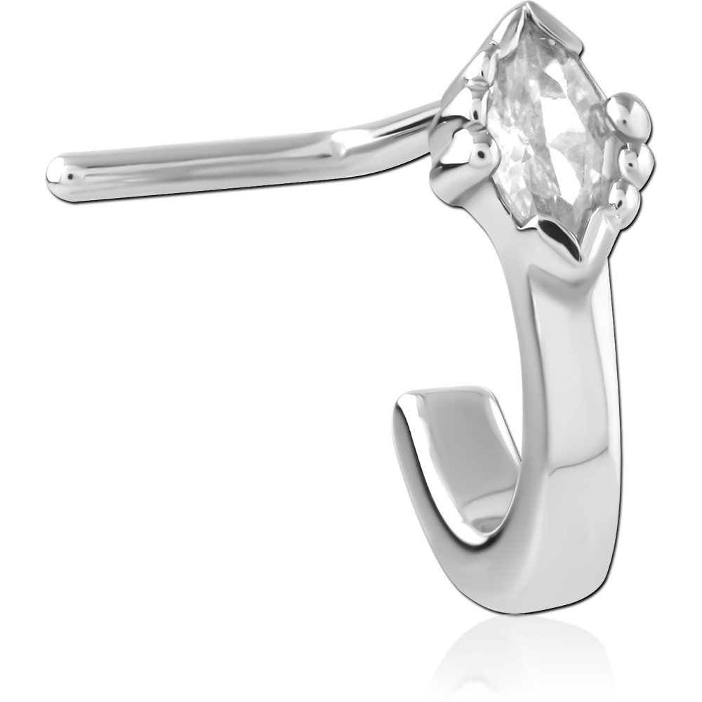SURGICAL STEEL 90 DEGREE JEWELED WRAP AROUND NOSE STUD