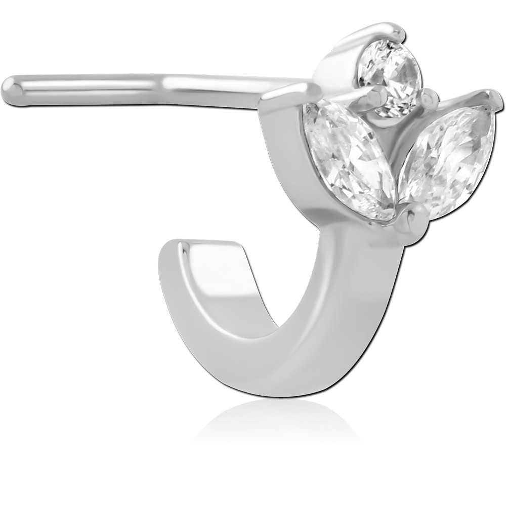 SURGICAL STEEL 90 DEGREE JEWELED WRAP AROUND NOSE STUD