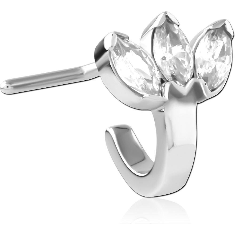 SURGICAL STEEL 90 DEGREE JEWELED WRAP AROUND NOSE STUD