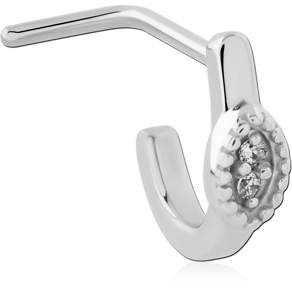 SURGICAL STEEL 90 DEGREE JEWELED WRAP AROUND NOSE STUD