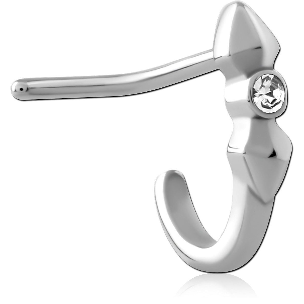 SURGICAL STEEL 90 DEGREE JEWELED WRAP AROUND NOSE STUD