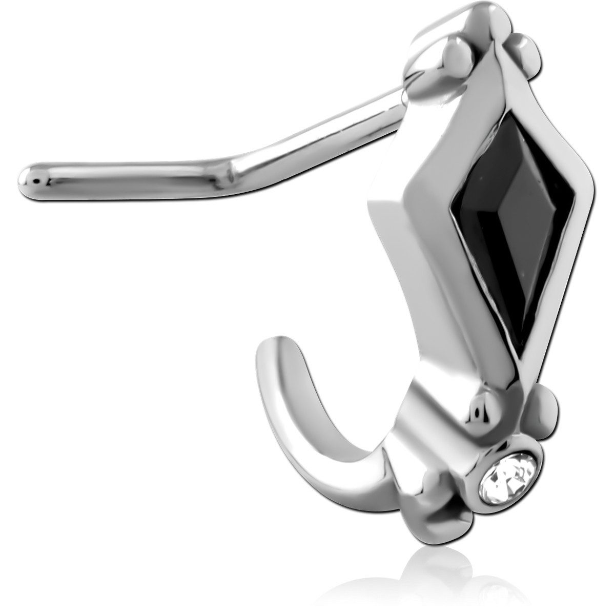 SURGICAL STEEL 90 DEGREE JEWELED WRAP AROUND NOSE STUD