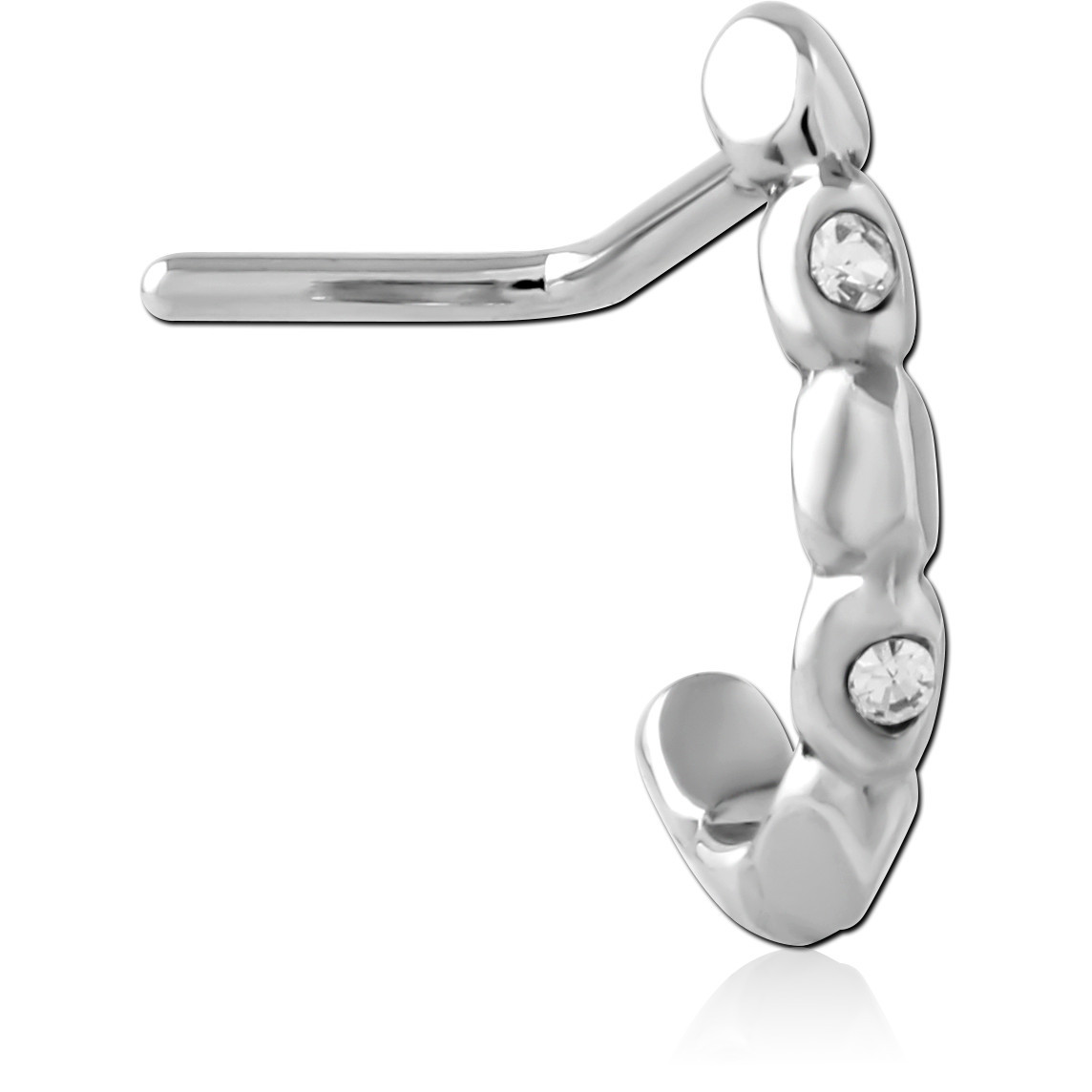 SURGICAL STEEL 90 DEGREE JEWELED WRAP AROUND NOSE STUD