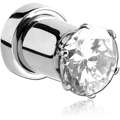 SURGICAL STEEL PRONG SET JEWELED THREADED TUNNEL