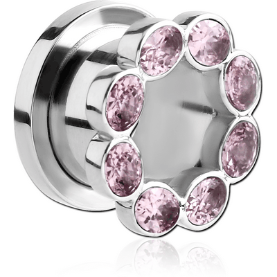 SURGICAL STEEL JEWELED THREADED TUNNEL