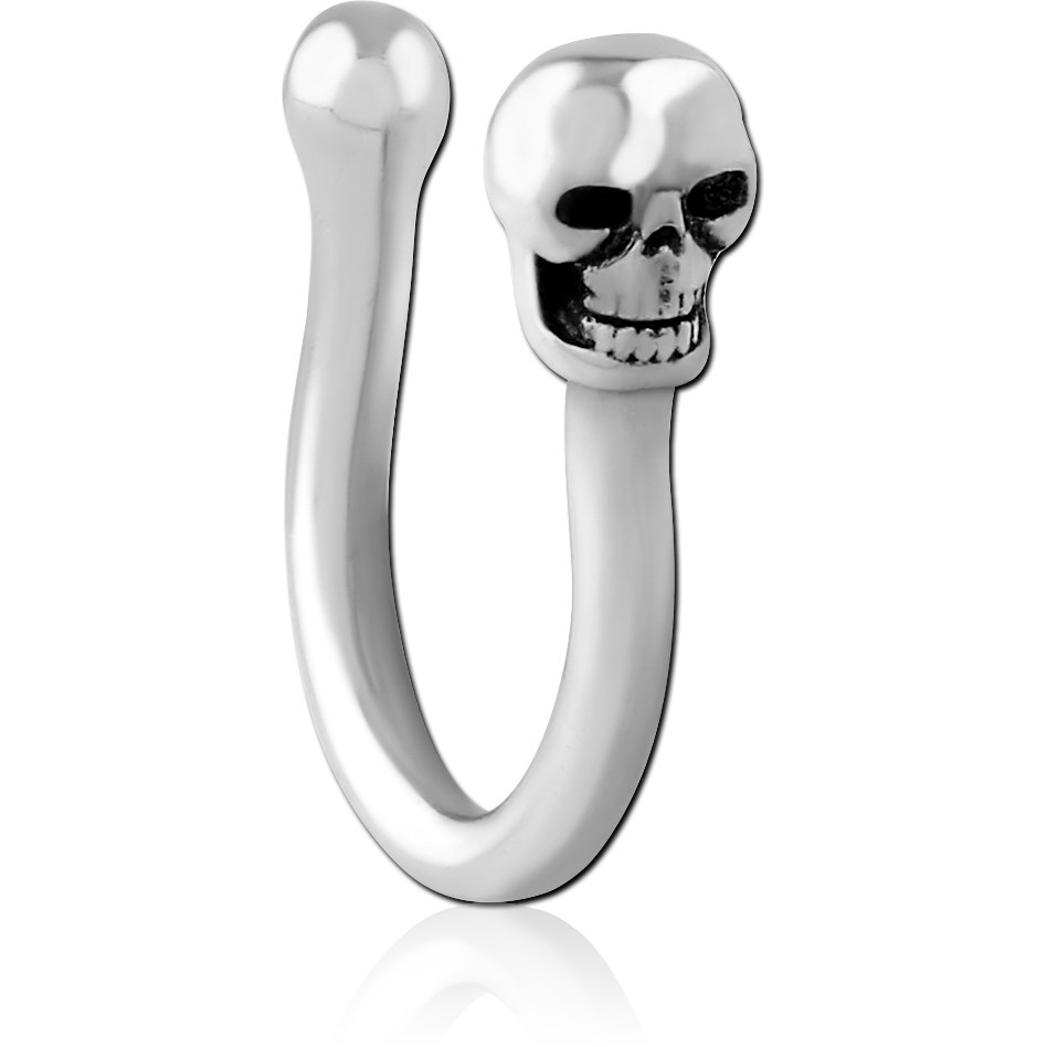 316L SURGICAL STEEL NOSE CLIP SKULL END OPEN U SHAPE
