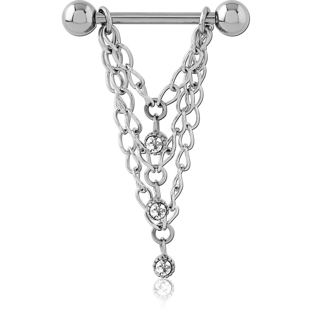 SURGICAL STEEL CHAIN JEWELED NIPPLE SHIELD