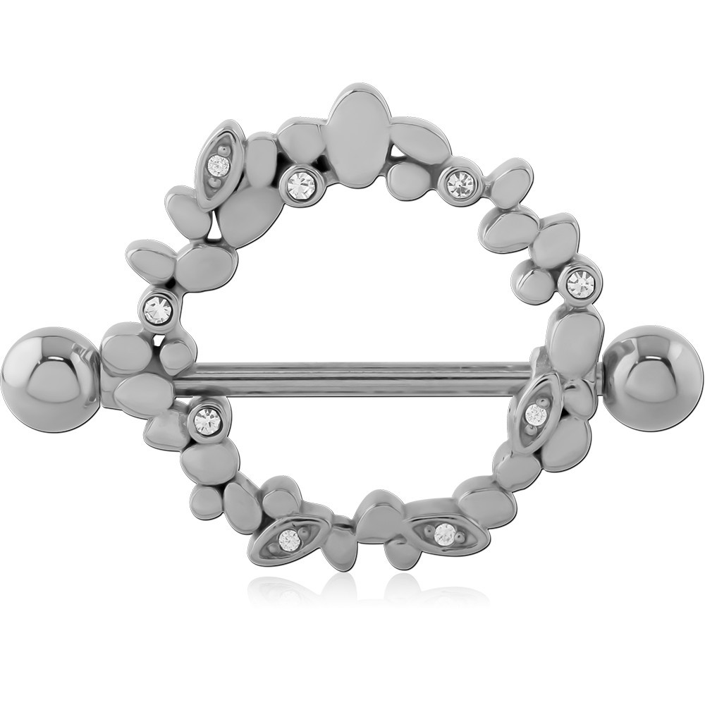 316L SURGICAL STEEL NIPPLE SHIELD PEBBLE CLUSTER WITH ROUND GEMS