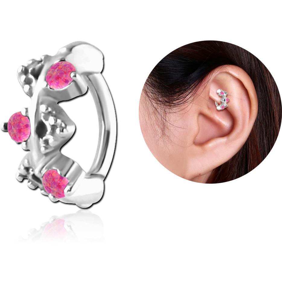 316L SURGICAL STEEL SYNTHETIC OPAL ROOK CLICKER - FILIGREE