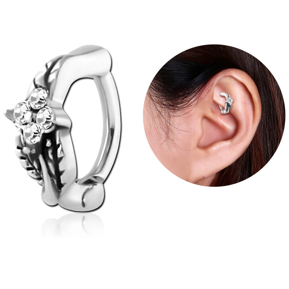 SURGICAL STEEL JEWELED ROOK CLICKER - LEAF