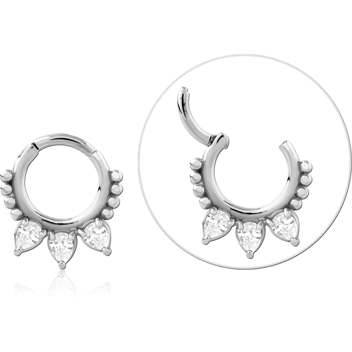 SURGICAL STEEL JEWELED HINGED SEGMENT RING