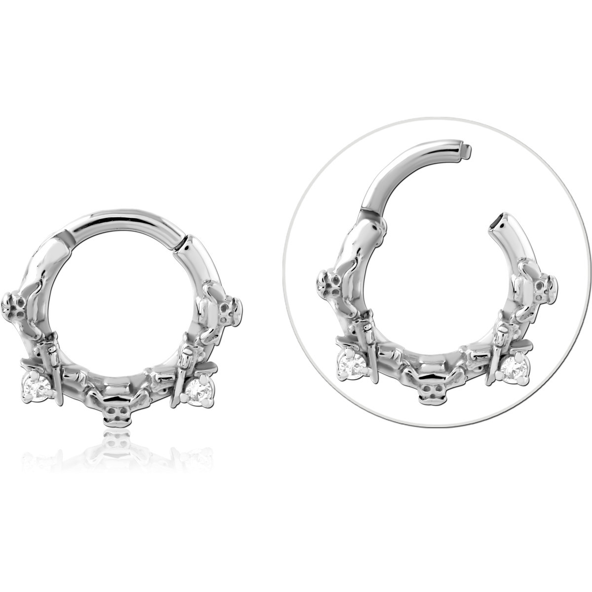 SURGICAL STEEL JEWELED HINGED SEGMENT RING