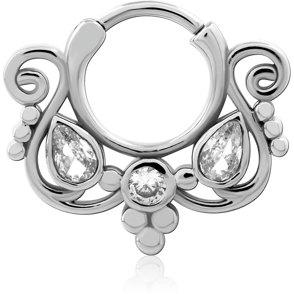 SURGICAL STEEL ROUND JEWELED HINGED SEPTUM CLICKER