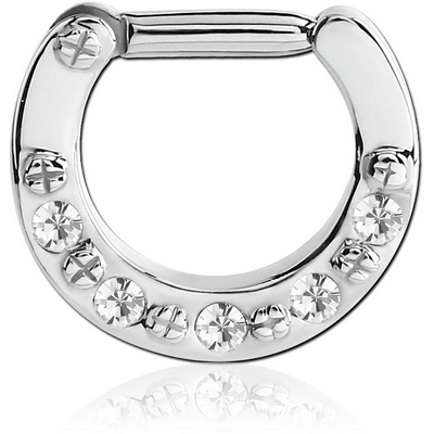 SURGICAL STEEL ROUND JEWELLED HINGED SEPTUM CLICKER