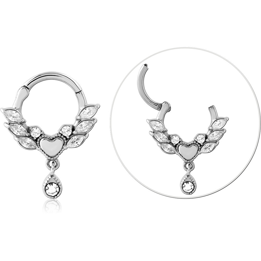 SURGICAL STEEL JEWELED HINGED SEPTUM CLICKER RING
