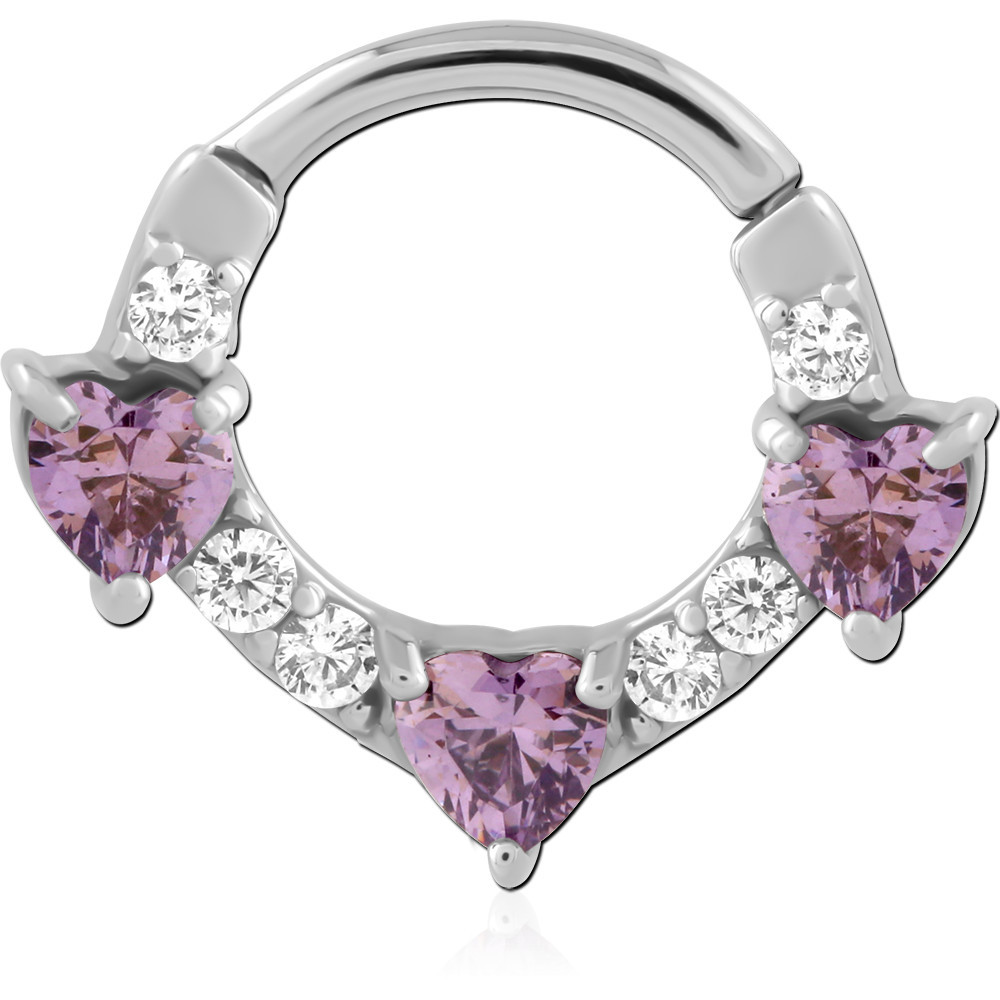 SURGICAL STEEL JEWELED HINGED SEPTUM CLICKER RING
