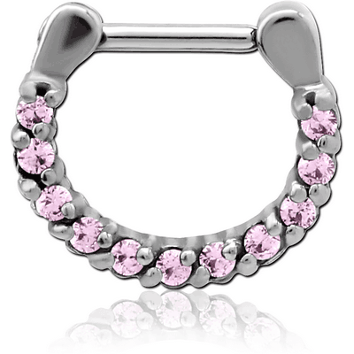 SURGICAL STEEL ROUND PRONG SET JEWELED HINGED SEPTUM