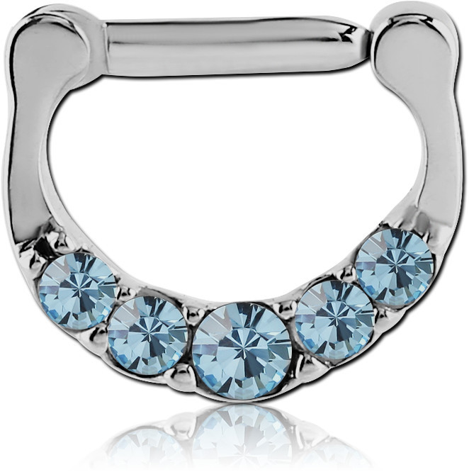 SURGICAL STEEL ROUND SWAROVSKI CRYSTALS JEWELED HINGED SEPTUM