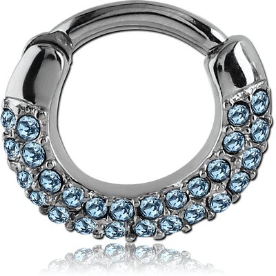 SURGICAL STEEL ROUND JEWELED HINGED SEPTUM CLICKER RING