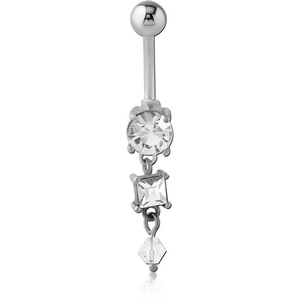STERLING SILVER 925 JEWELLED SWAROVSKI CRYSTAL NAVEL BANANA