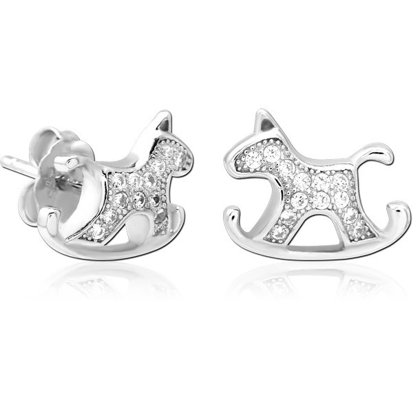 STERLING SILVER 925 JEWELLED EAR STUDS PAIR