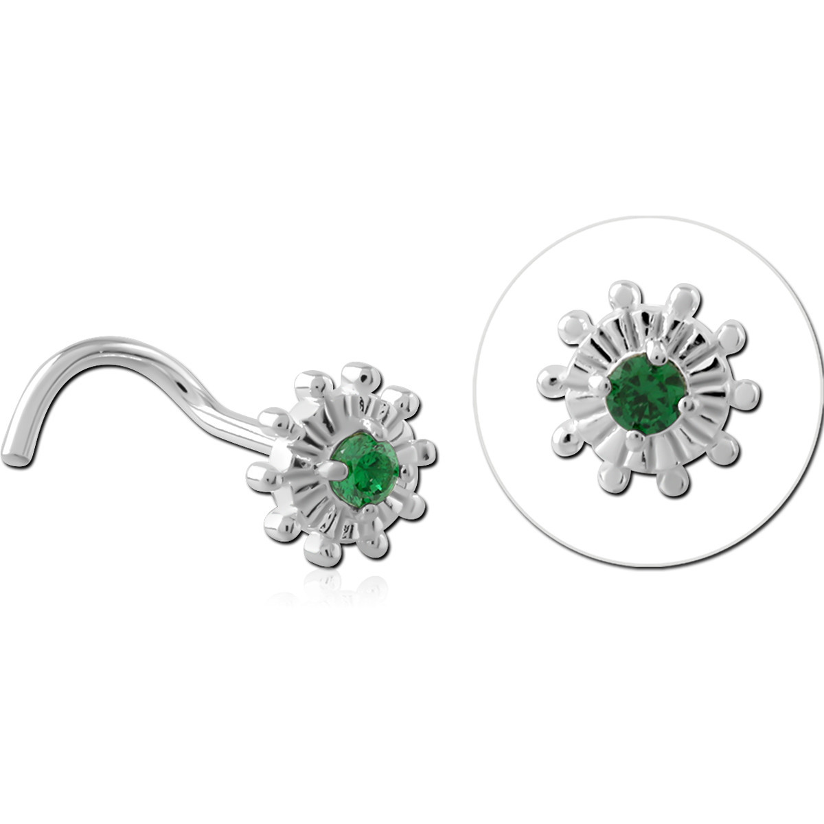 STERLING SILVER 925 JEWELED CURVED NOSE STUD