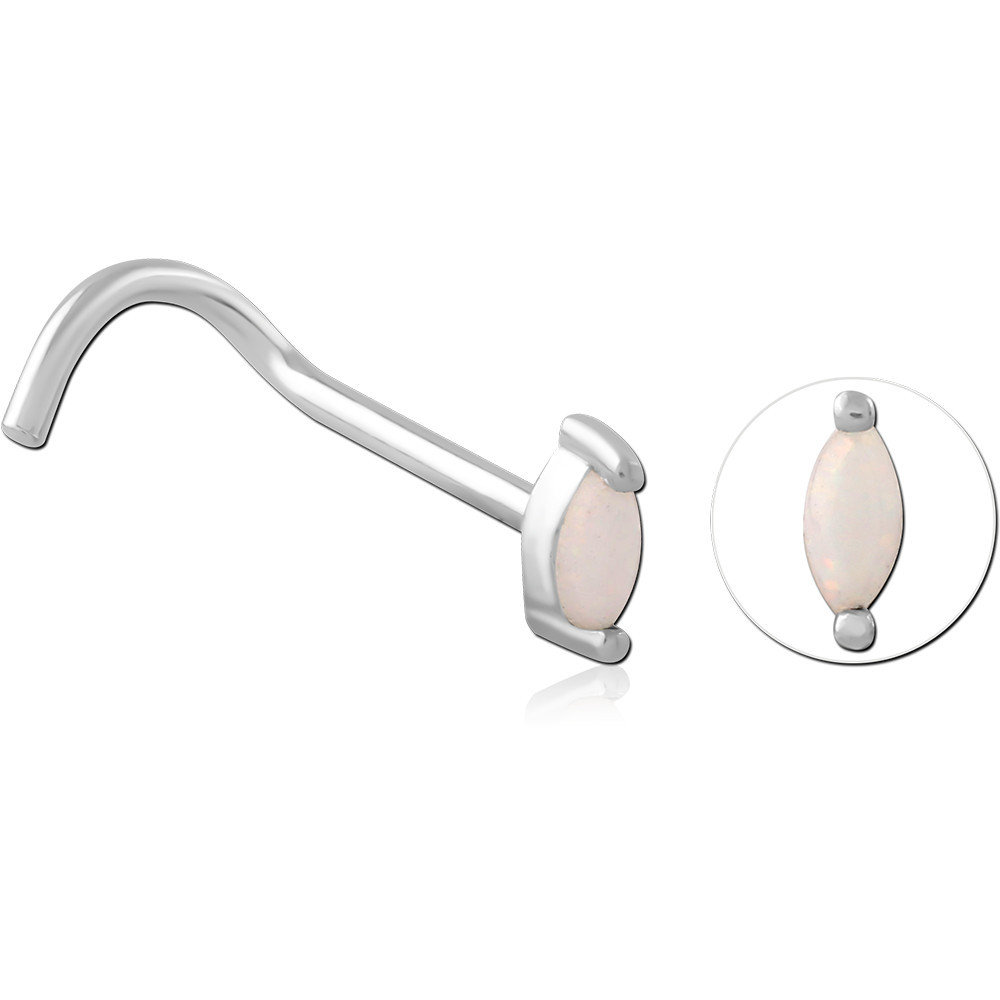 STERLING SILVER 925 SYNTHETIC OPAL CURVED NOSE STUD