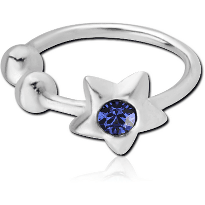 STERLING SILVER 925 JEWELLED ILLUSION NOSE RING WITH STAR