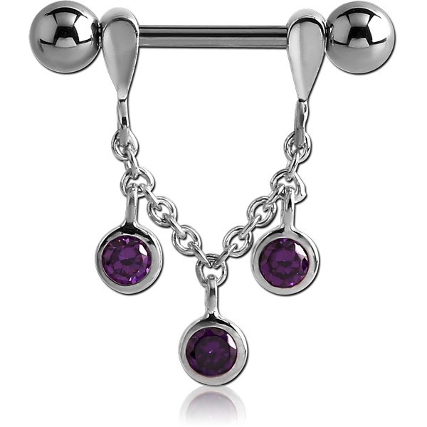 STERLING SILVER 925 JEWELLED CHAIN NIPPLE STIRRUP