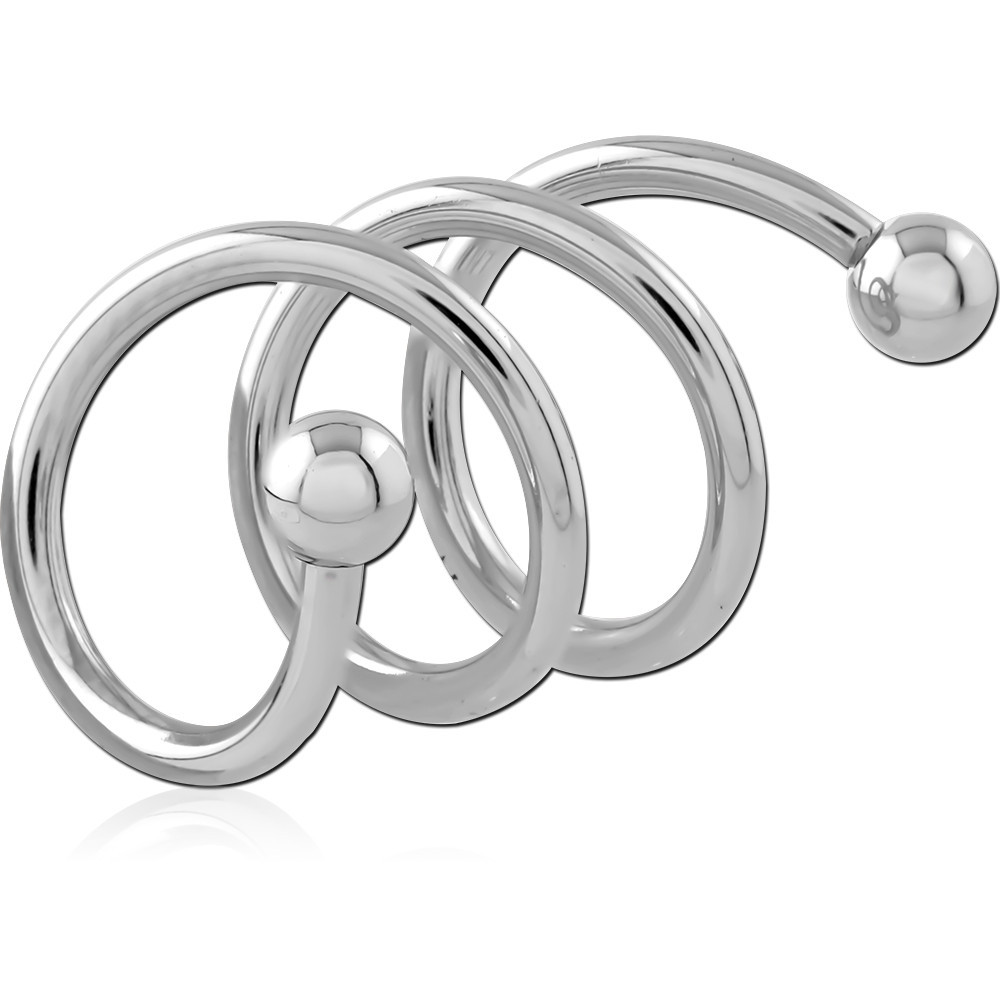 SURGICAL STEEL 3 TWIST SPIRAL WITH 3MM BALLS
