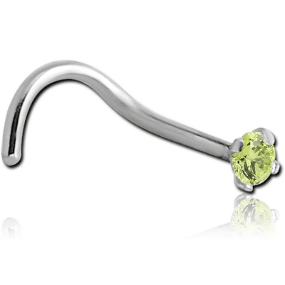 TITANIUM CURVED PRONG SET 2MM JEWELLED NOSE STUD