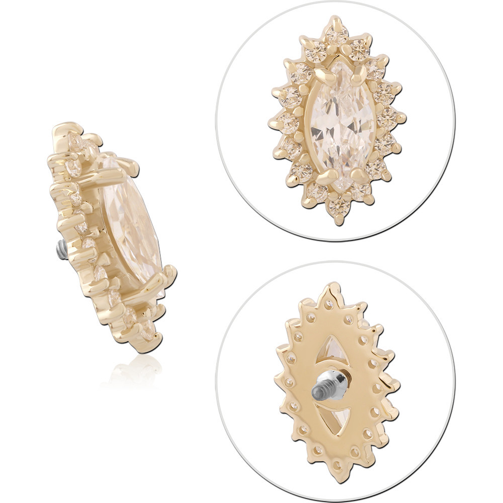 14K GOLD JEWELED ATTACHMENT FOR 1.2MM WITH TITANIUM INTERNALLY THREADED