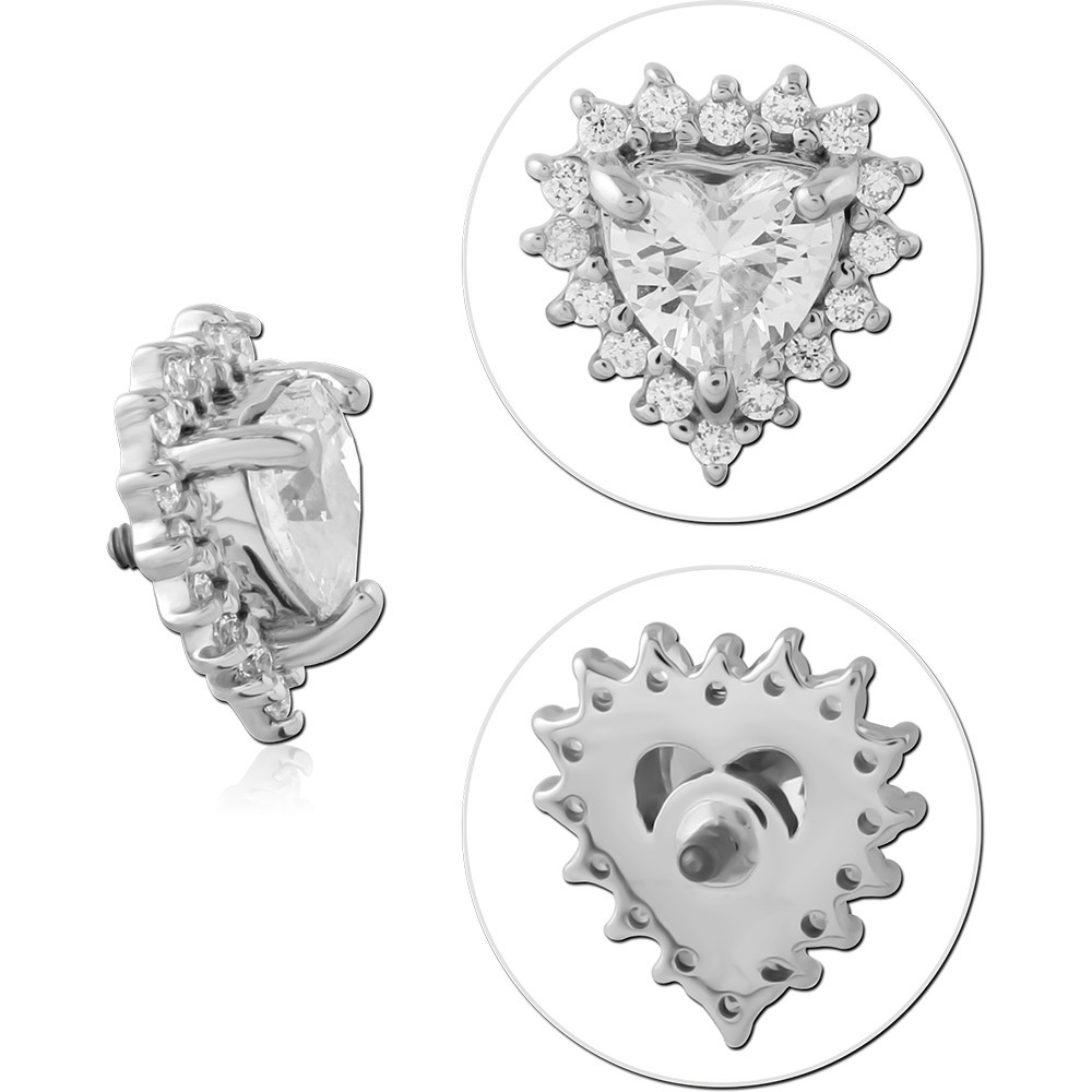 14K WHITE JEWELED ATTACHMENT FOR 1.2MM WITH TITANIUM INTERNALLY THREADED