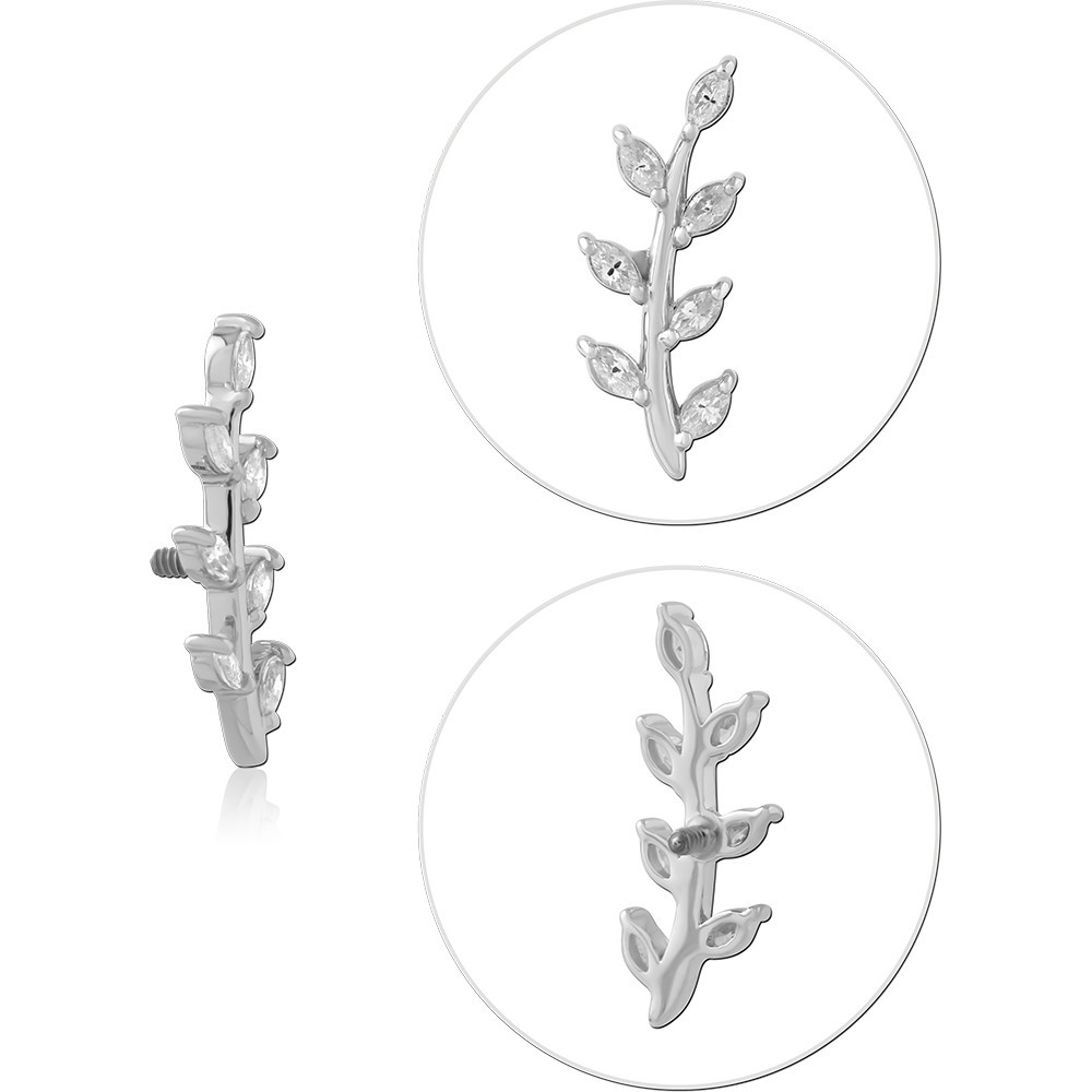 14K WHITE GOLD JEWELED ATTACHMENT FOR 1.2MM WITH TITANIUM INTERNALLY THREADED