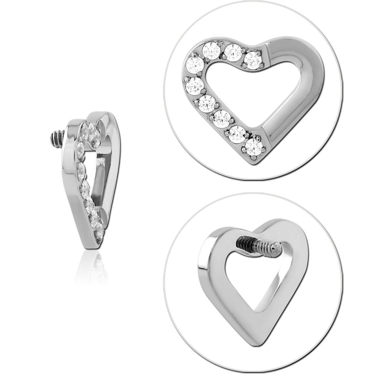 TITANIUM JEWELED MICRO ATTACHMENT FOR 1.2MM INTERNALLY THREADED PINS-HALF HEART
