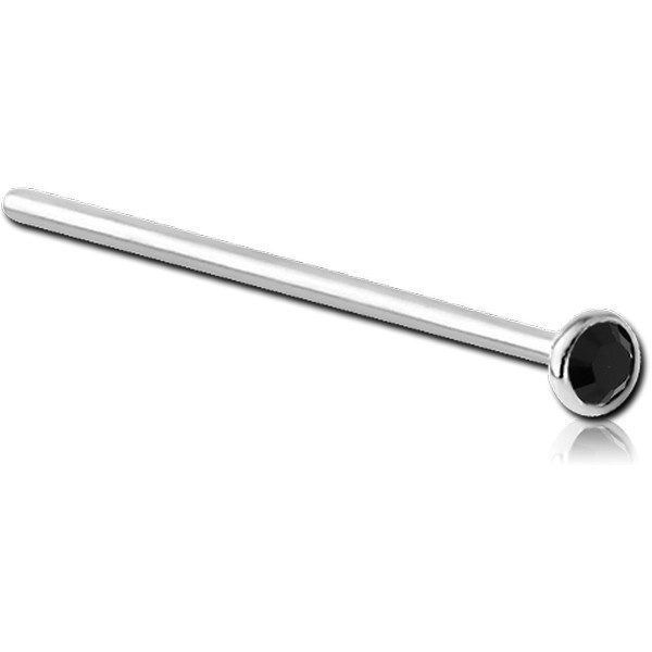TITANIUM HIGH END CRYSTAL JEWELLED STRAIGHT NOSE STUD 15MM