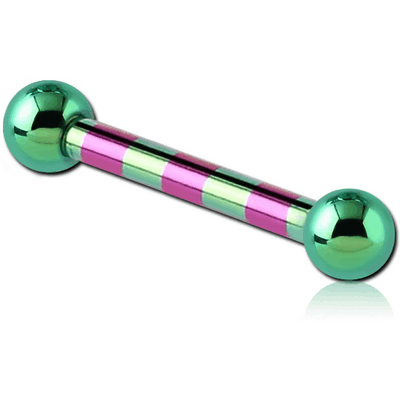 ANODISED TITANIUM TWO TONE MICRO BARBELL WITH BRONZE BALLS