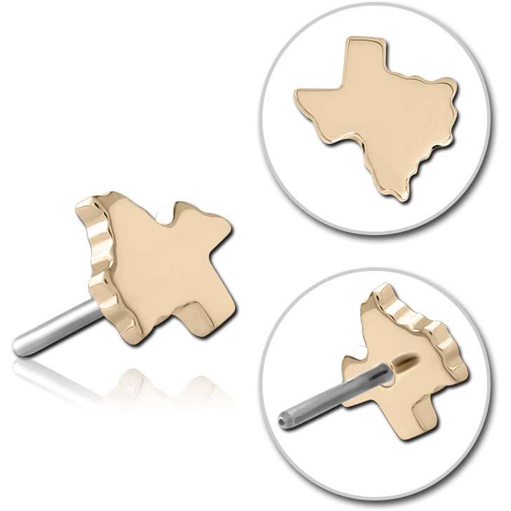 14K YELLOW GOLD THREADLESS TOP TEXAS OUTLINE