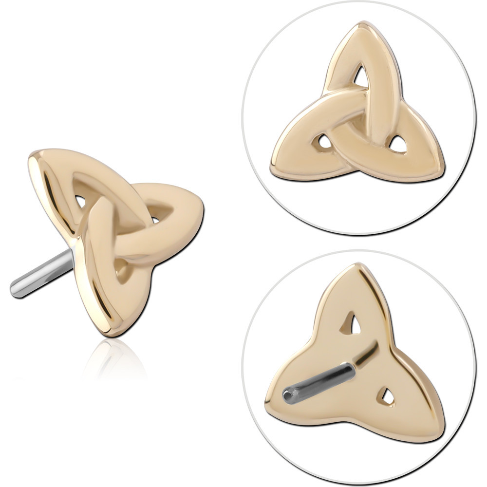 14K YELLOW GOLD THREADLESS TOP TRIQUETRA KNOT