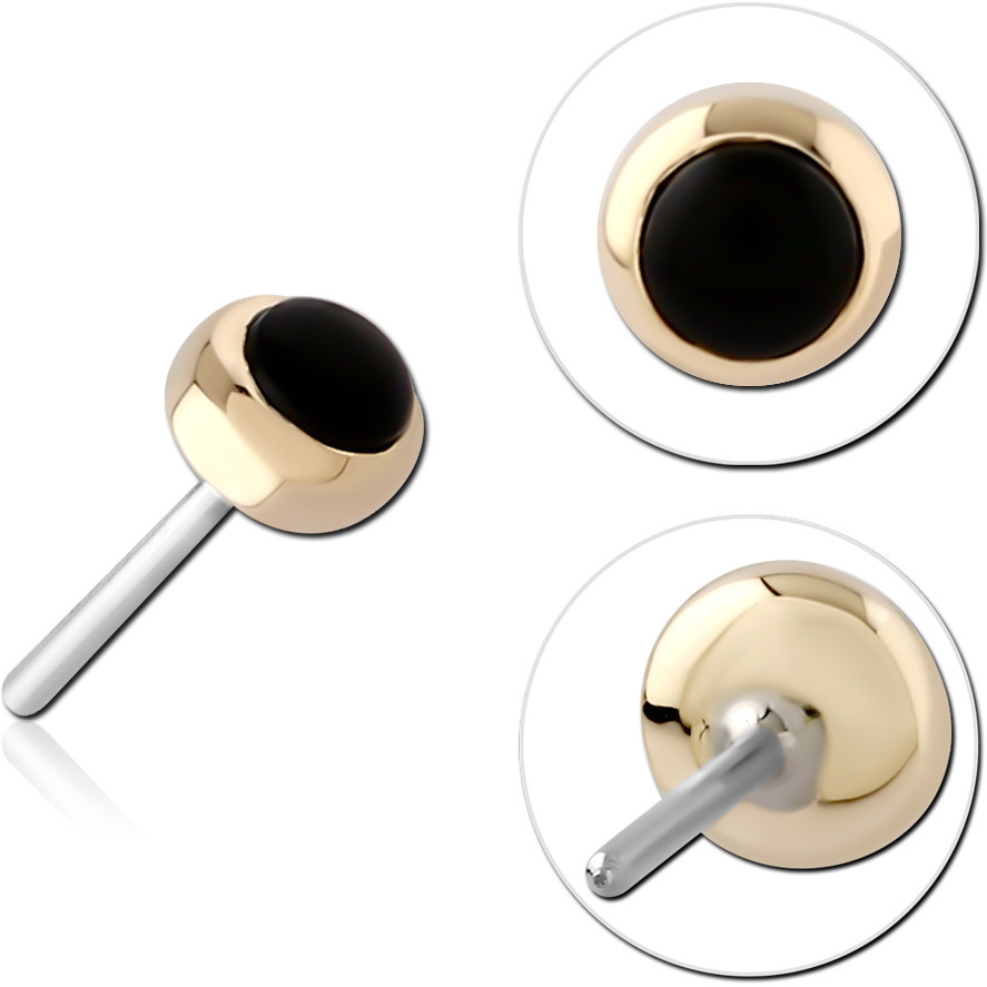 14K GOLD SEMI PRECIOUS CABOCHON ATTACHMENT TITANIUM THREADLESS PIN