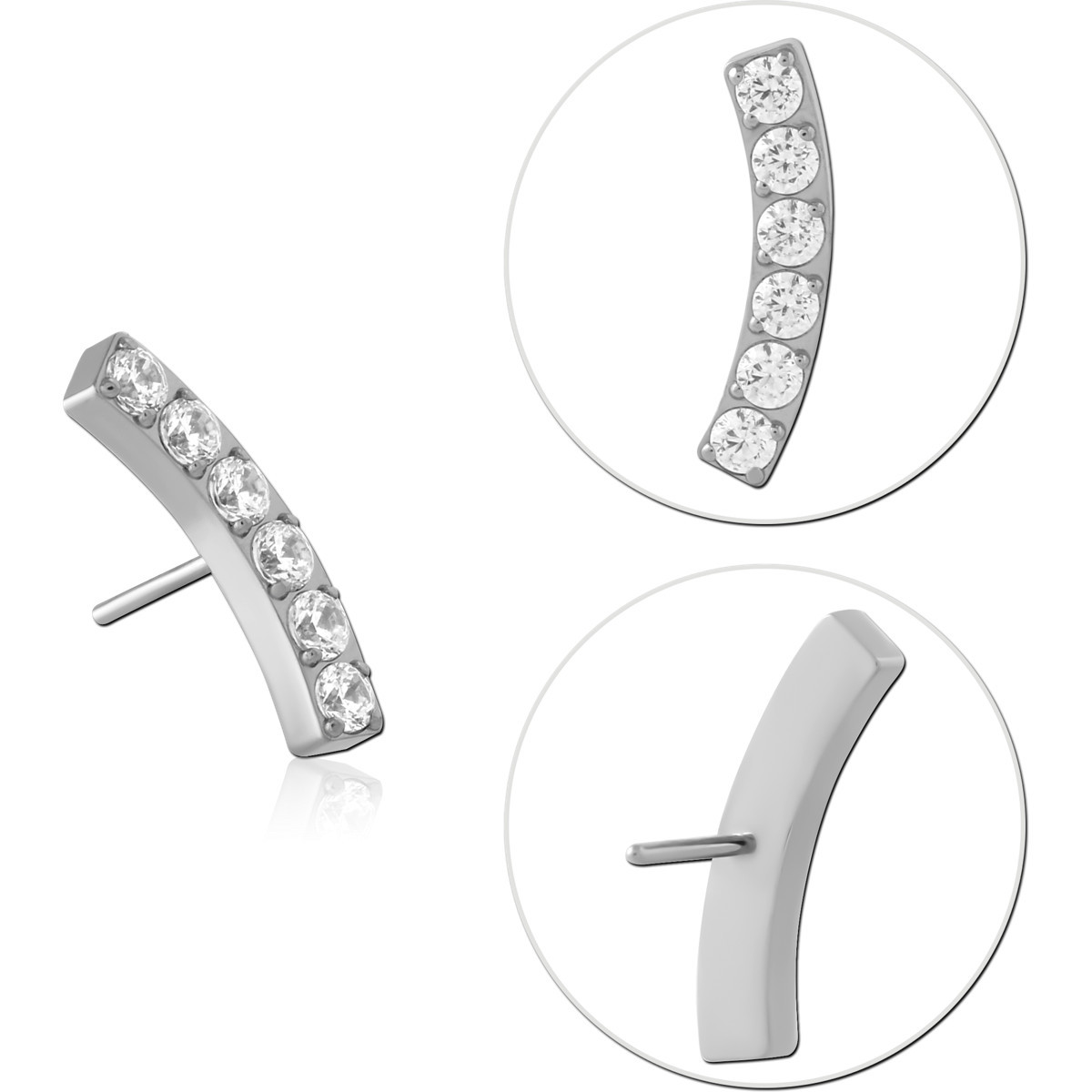 TITANIUM JEWELED THREADLESS TOPS ATTACHMENT SIZE 3X10MM