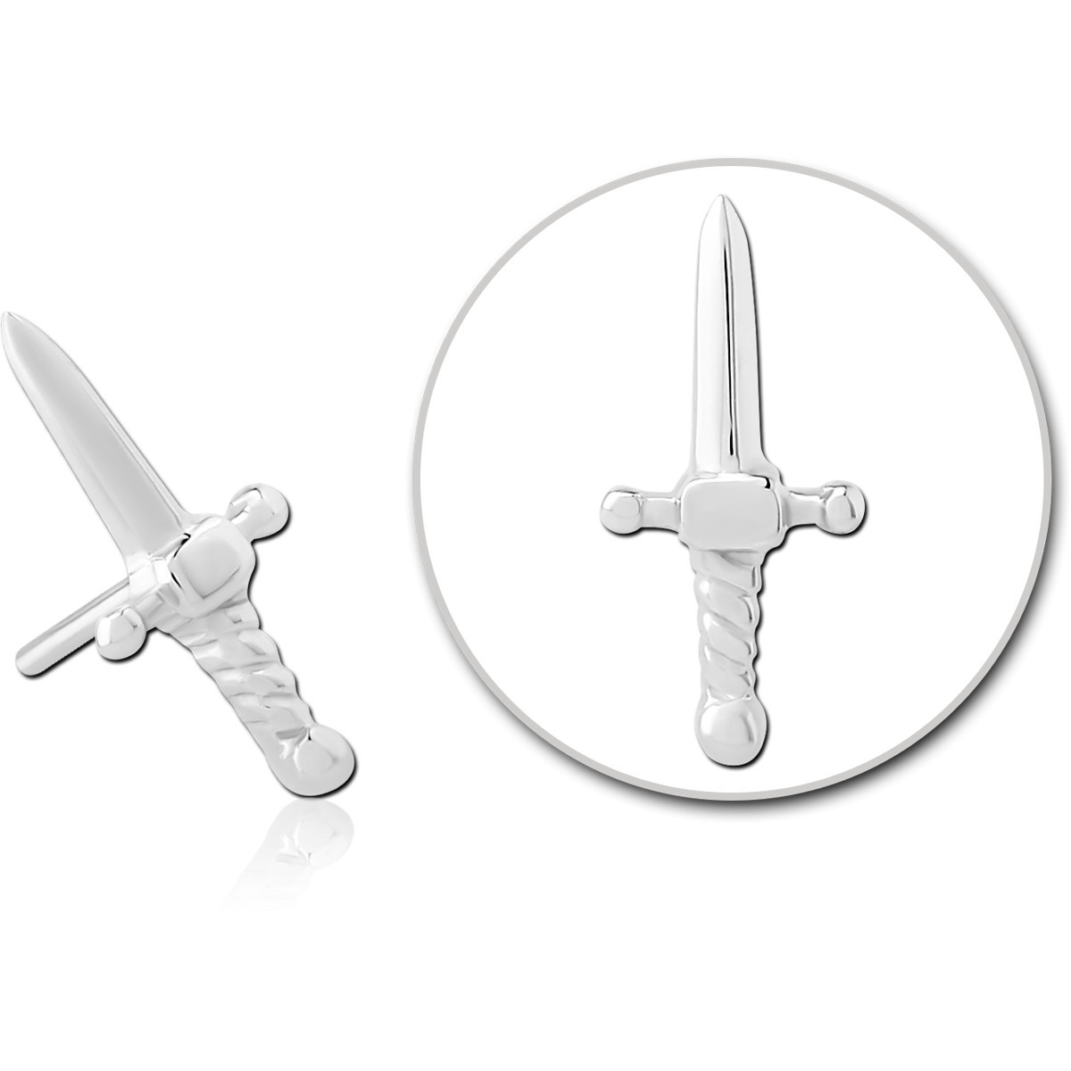 14K WHITE GOLD DAGGER TOP WITH TITANIUM THREADLESS PIN