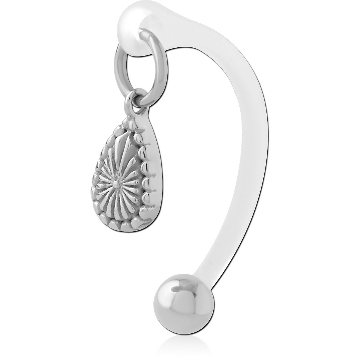 316L SURGICAL STEEL TOP WITH BIOFLEX CURVED BARBELL