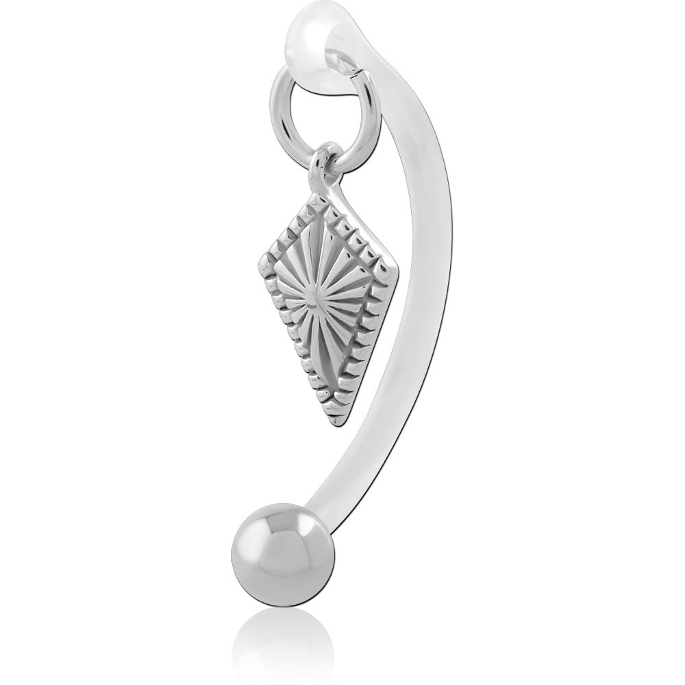 316L SURGICAL STEEL DIAMOND SUNBURST WITH BIOFLEX CURVED BARBELL WITH CHARM