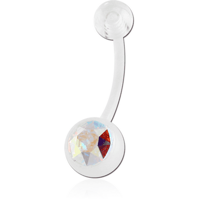 BIOFLEX SWAROVSKI CRYSTAL JEWELLED NAVEL BANANA WITH UV ACRYLIC BALL