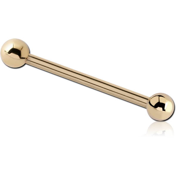 14K GOLD BARBELL WITH HOLLOW BALLS