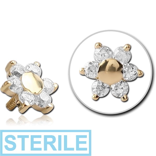 STERILE 14K GOLD JEWELLED ATTACHMENT FOR 1.2MM INTERNALLY THREADED PINS