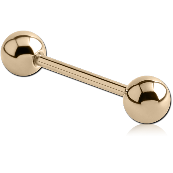 14K GOLD MICRO BARBELL WITH HOLLOW BALLS