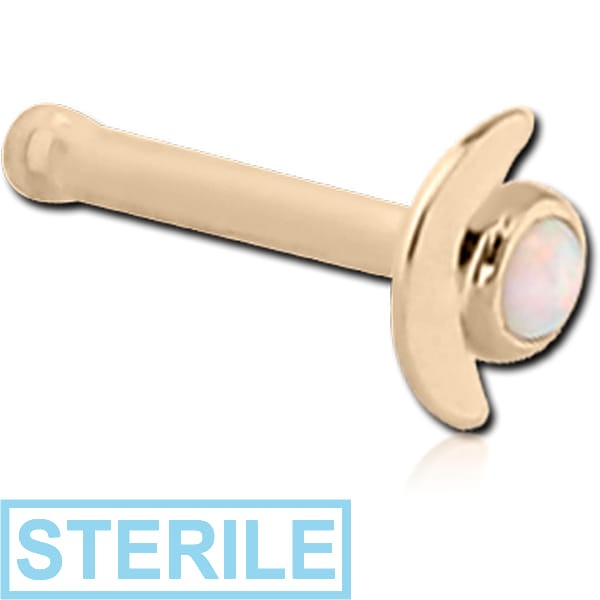 STERILE 14K GOLD JEWELLED NOSE BONE - CRESCENT